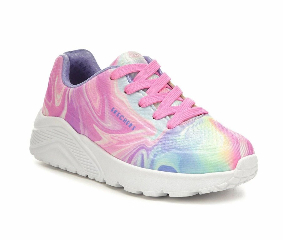 Fashion And Lifestyle Sneakers * | Girls' Skechers Little Kid & Big Kid Uno Lite Swirlified Wedge Sneakers