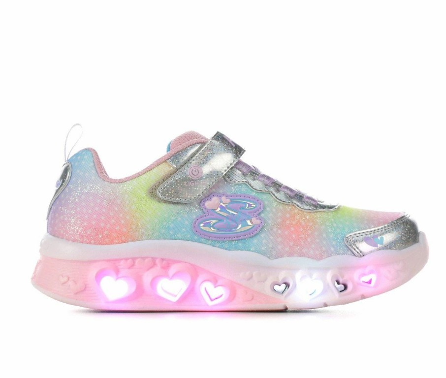 Fashion And Lifestyle Sneakers * | Girls' Skechers Little Kid & Big Kid Heart Lights Simply Love Light-Up Sneakers