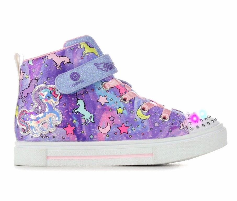 Fashion And Lifestyle Sneakers * | Girls' Skechers Little Kid Twinkle Sparks Unicorn Light-Up High-Top Sneakers