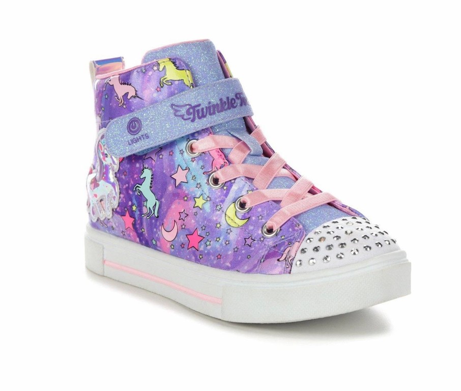 Fashion And Lifestyle Sneakers * | Girls' Skechers Little Kid Twinkle Sparks Unicorn Light-Up High-Top Sneakers