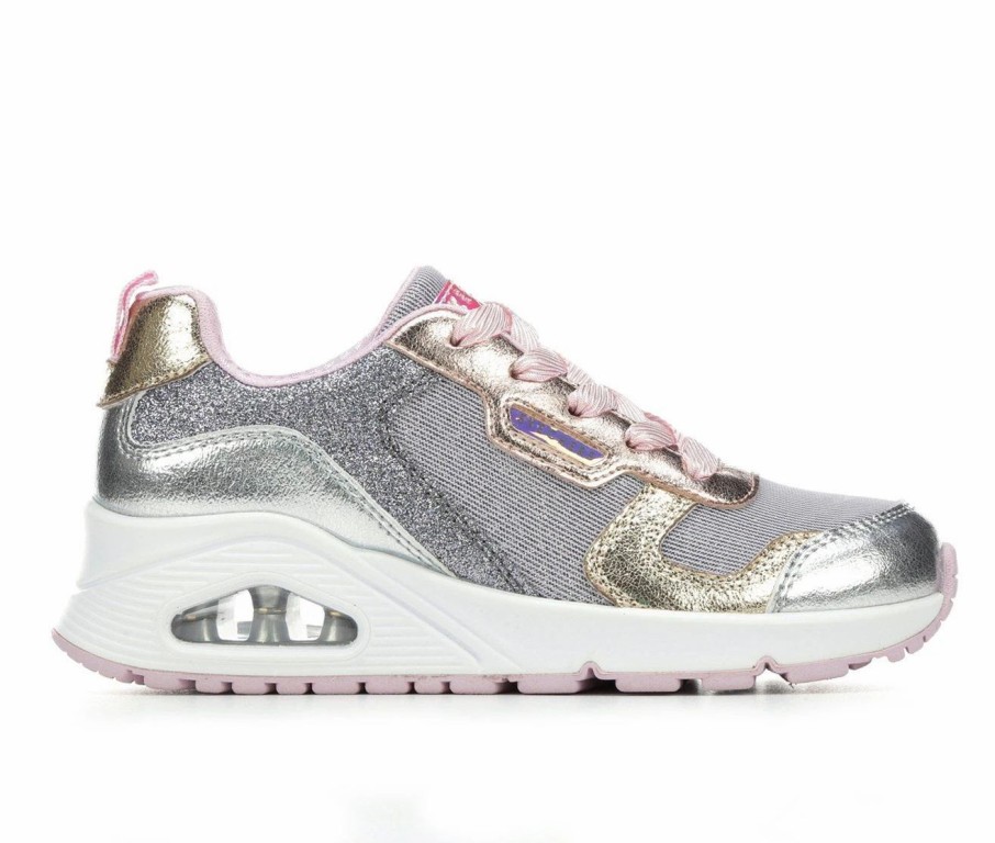 Fashion And Lifestyle Sneakers * | Girls' Skechers Little Kid & Big Kid Uno Metallic Remix Wedge Sneakers