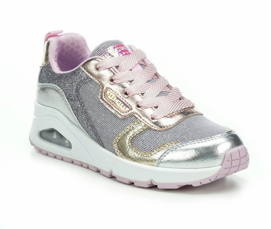 Fashion And Lifestyle Sneakers * | Girls' Skechers Little Kid & Big Kid Uno Metallic Remix Wedge Sneakers