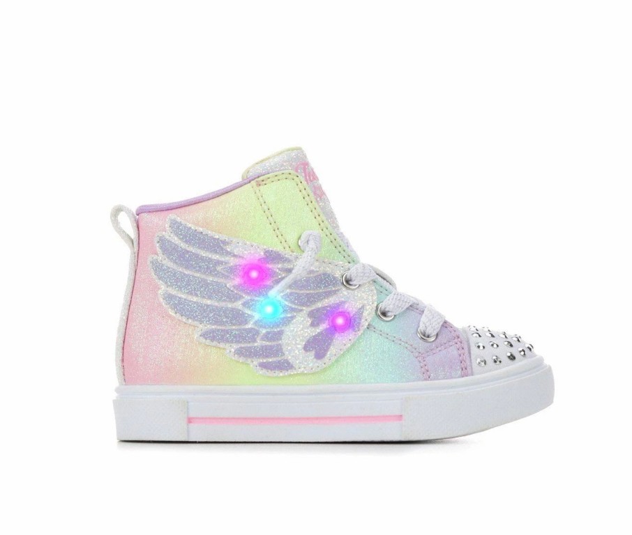 Fashion And Lifestyle Sneakers * | Girls' Skechers Toddler Twinkle Sparks Wing Charm Light-Up High-Top Sneakers