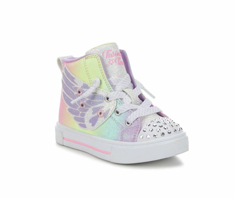 Fashion And Lifestyle Sneakers * | Girls' Skechers Toddler Twinkle Sparks Wing Charm Light-Up High-Top Sneakers