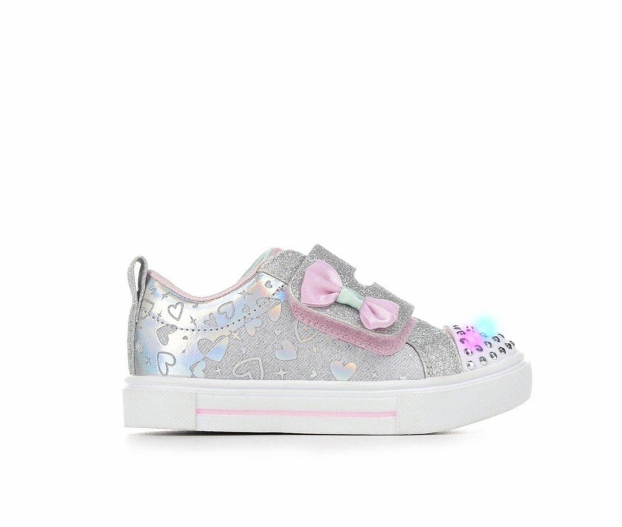 Fashion And Lifestyle Sneakers * | Girls' Skechers Toddler Twinkle Sparks Hearts Light-Up Sneakers