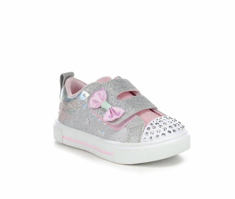 Fashion And Lifestyle Sneakers * | Girls' Skechers Toddler Twinkle Sparks Hearts Light-Up Sneakers