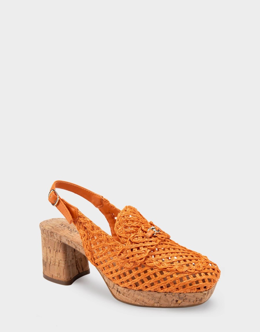 Heels * | Aerosoles Santiago Raffia Mandarin