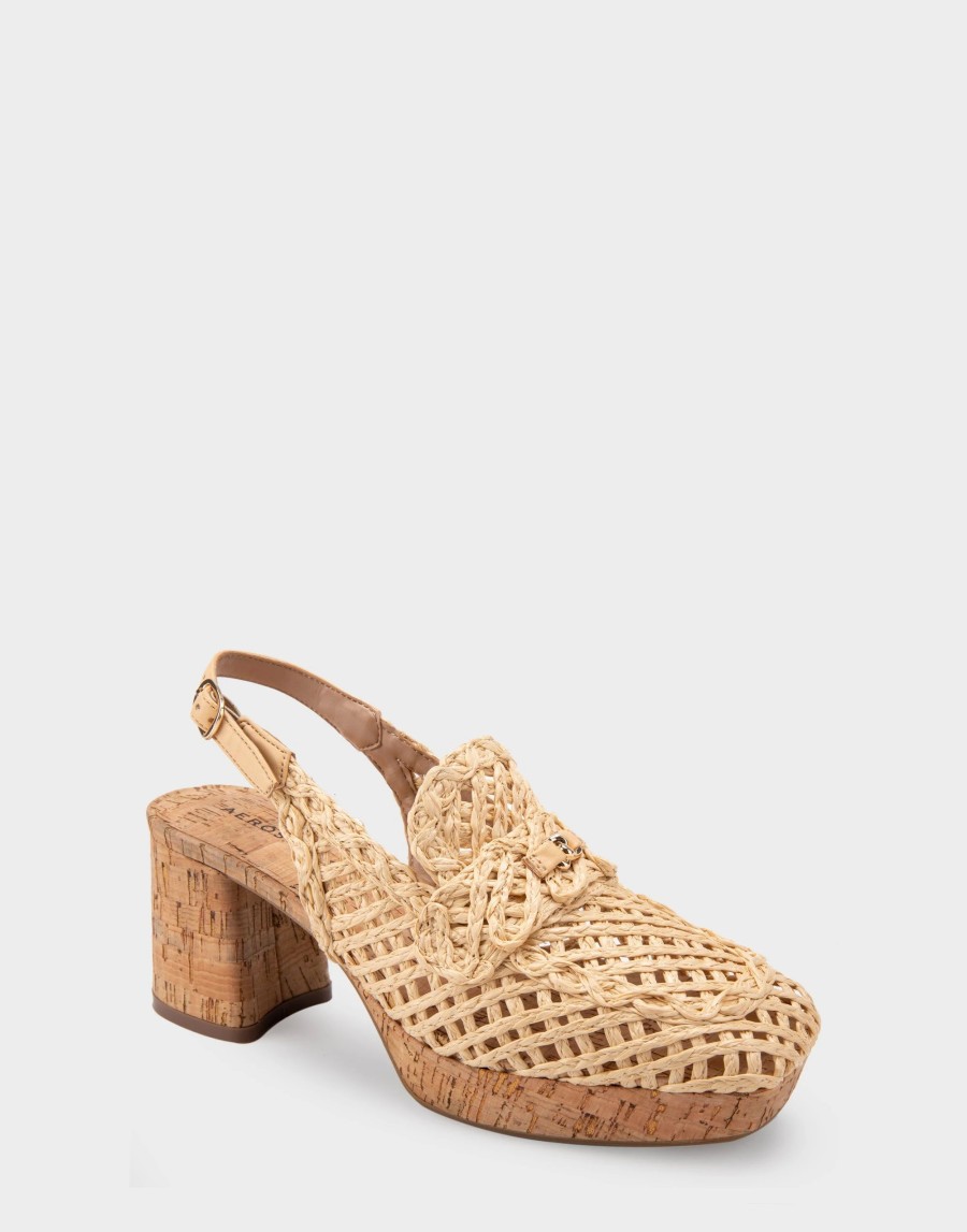 Heels * | Aerosoles Santiago Raffia Natural