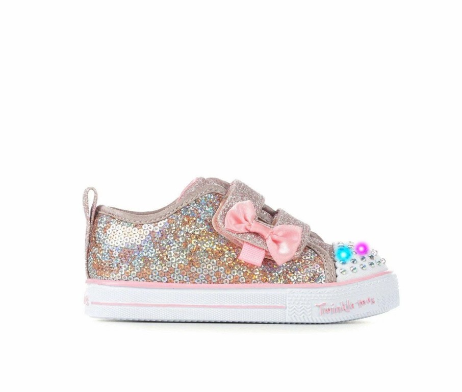 Fashion And Lifestyle Sneakers * | Girls' Skechers Toddler & Little Kid Shuffle Sequins N' Shine Light-Up Sneakers