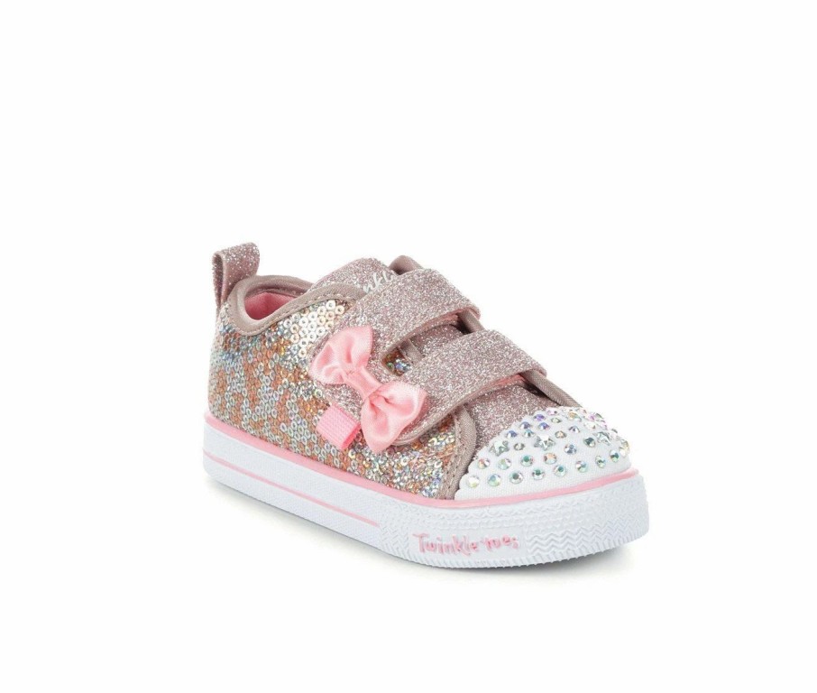 Fashion And Lifestyle Sneakers * | Girls' Skechers Toddler & Little Kid Shuffle Sequins N' Shine Light-Up Sneakers