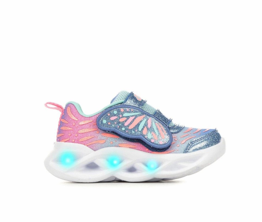 Fashion And Lifestyle Sneakers * | Girls' Skechers Toddler & Little Kid Twisty Brights Wingin' It Light-Up Sneakers