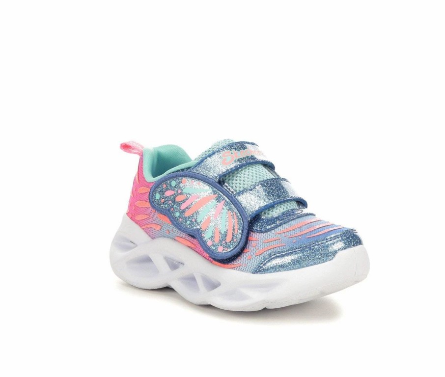 Fashion And Lifestyle Sneakers * | Girls' Skechers Toddler & Little Kid Twisty Brights Wingin' It Light-Up Sneakers