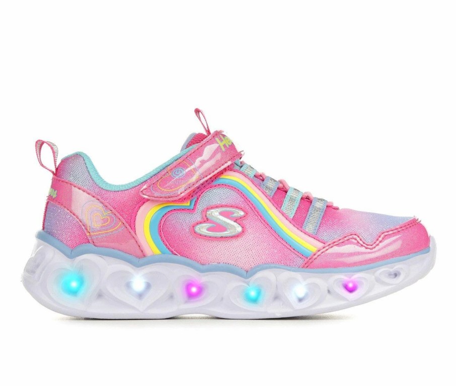 Fashion And Lifestyle Sneakers * | Girls' Skechers Little Kid & Big Kid Heart Lights Rainbow Lux Light-Up Sneakers