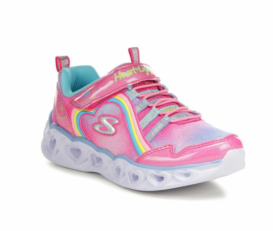 Fashion And Lifestyle Sneakers * | Girls' Skechers Little Kid & Big Kid Heart Lights Rainbow Lux Light-Up Sneakers