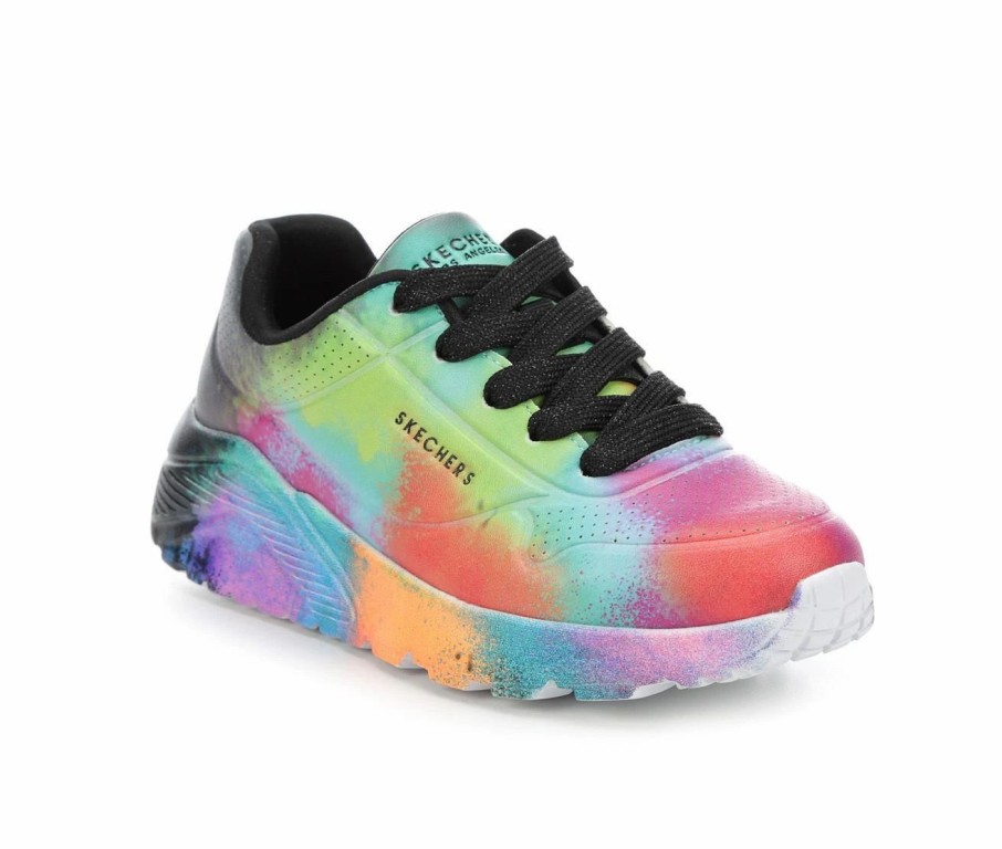 Fashion And Lifestyle Sneakers * | Girls' Skechers Little Kid & Big Kid Uno Lite Splatter Wedge Sneakers