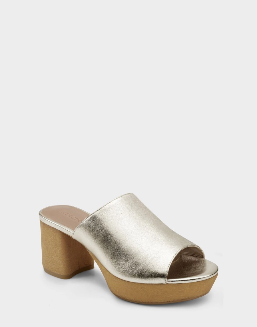 Heels * | Aerosoles Canie Gold Metallic Leather