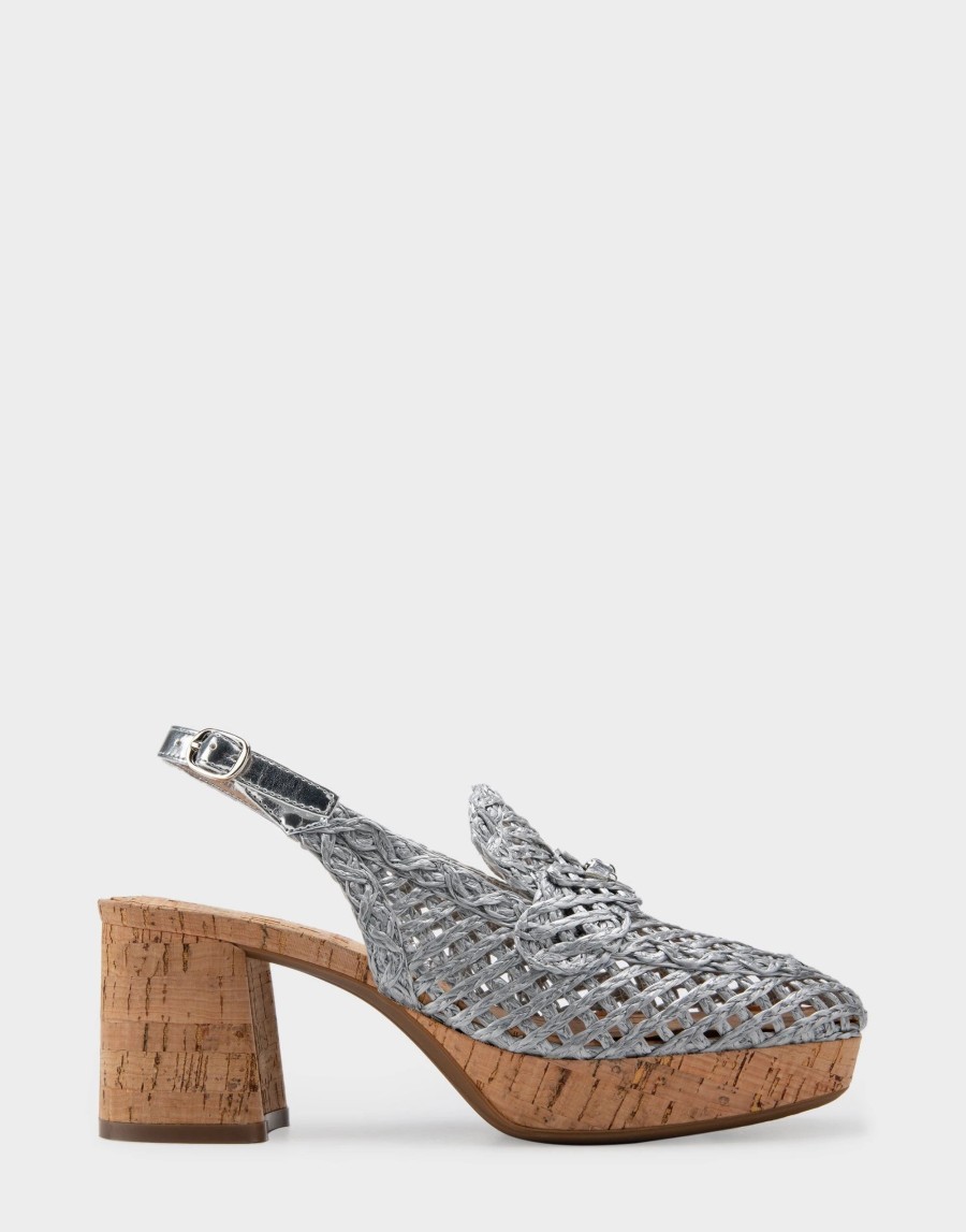 Heels * | Aerosoles Santiago Raffia Silver