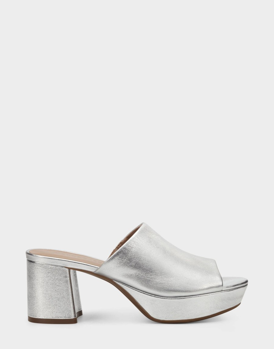 Heels * | Aerosoles Cassy Silver Metallic Leather